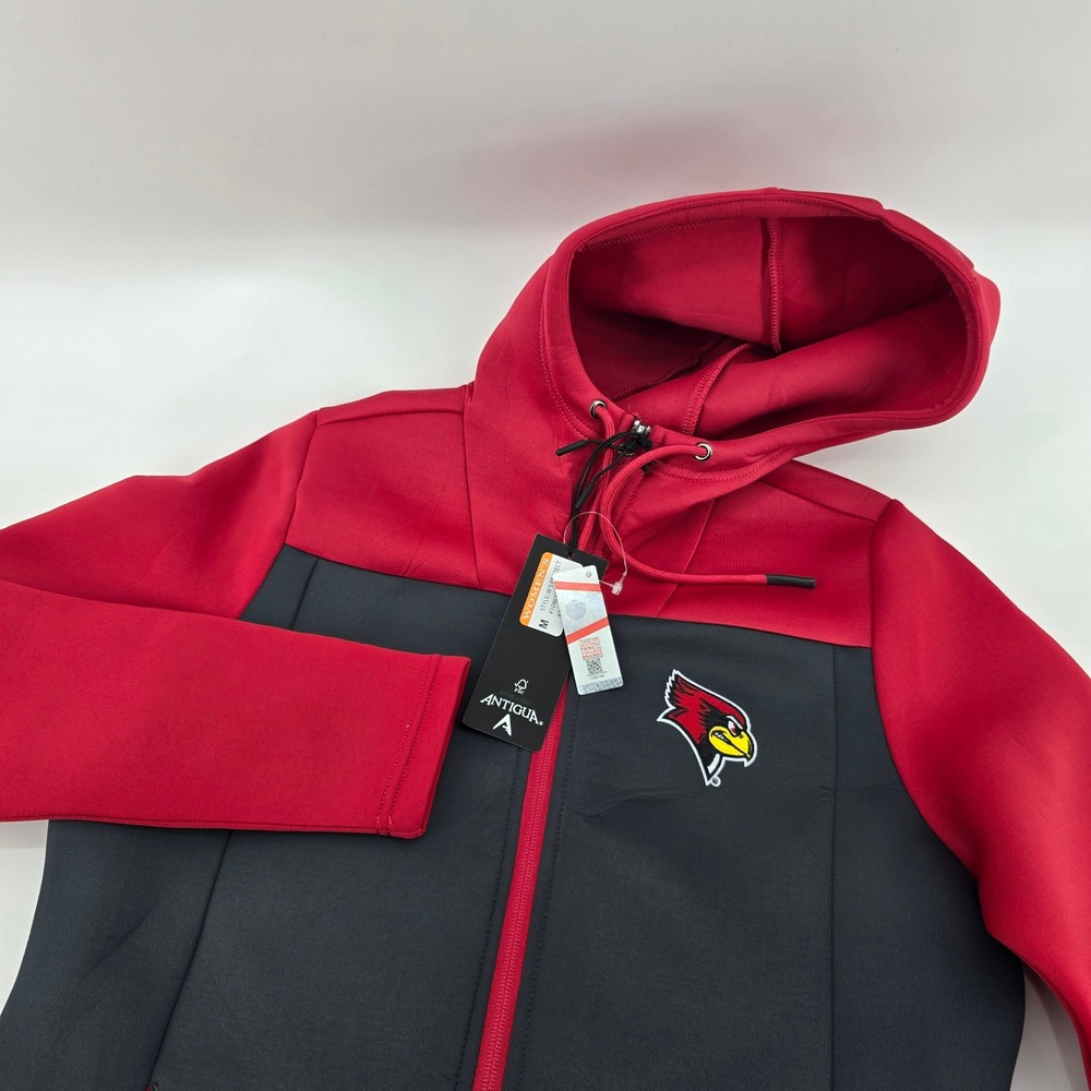 Antigua Illinois State Redbirds Womens Full Zip Hooded Jacket Red Grey M NWT
